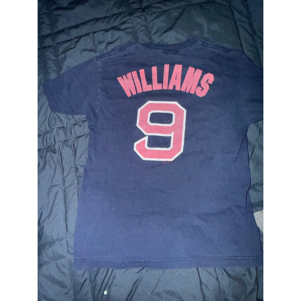 Majestic Boston Red Sox Ted Williams Navy Blue Graphic T-Shirt Mens Size Small